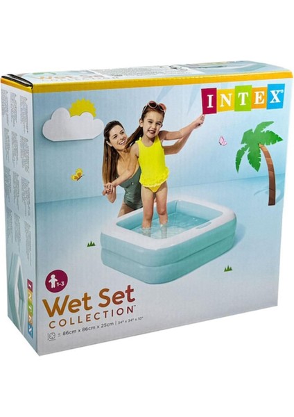 Intex Mavi şişme mini kare havuz 86x86x25 cm, pompa hariç, eğlence dolu yaz keyfi