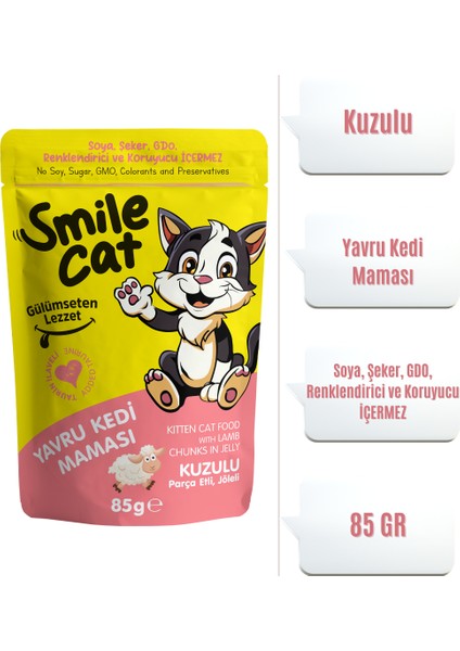 Cat Pouch Yavru Kedi Maması Kuzulu 85 Gr.