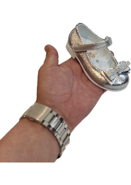 8013 Beyaz Rugan Taşlı Kurdeleli Cırtlı Bebe Babet indirimleri