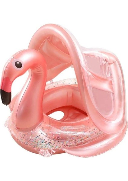 Gölgelikli Flamingo Figürlü Bebek Deniz Simidi 1-6 Yaş Intex Şişirme Pompası 1 Adet Onarım Yaması