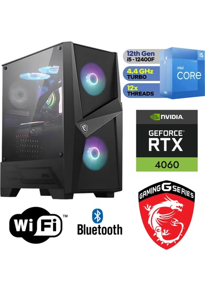 Gaming Pc Ddr4 – Rtx 4060 8gb – Intel Core I5 12400F – 16 GB Ddr4 Ram – 500 GB M.2 SSD – Windows 11 Pro