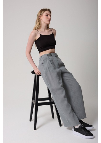 Kadın Yüksek Bel Cırtlı Palazzo Pantolon fırsatları