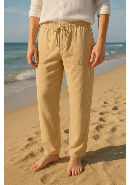 Erkek Keten Bol Kesim Pantolon
