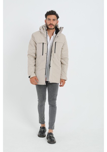 Spor Erkek Polarlı Su ve Rüzgar Geçirmez Kapüşonlu Mont & Kaban & Parka