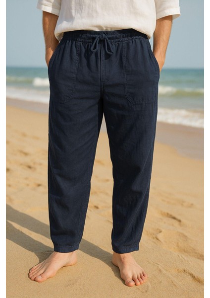 Erkek Keten Bol Kesim Pantolon modelleri