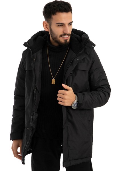 Spor Erkek Polarlı Su ve Rüzgar Geçirmez Kapüşonlu Mont & Kaban & Parka
