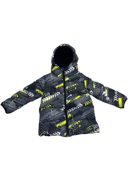 Spor Erkek Spor Çocuk Saks Dijital Desen Polar Su ve Rüzgar Geçirmez Kapüşonlu Mont