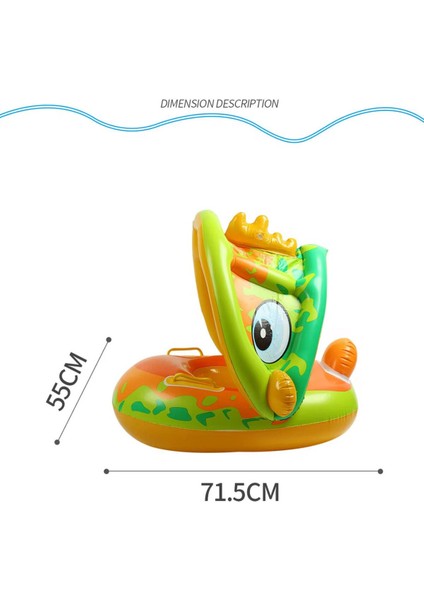 Dinozor Şekilli, Güneş Korumalı Bebek Yüzme Simidi
