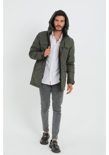 Spor Erkek Polarlı Su ve Rüzgar Geçirmez Kapüşonlu Mont & Kaban & Parka