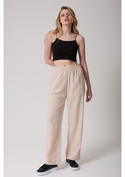 Kadın Kemerli Yüksek Bel Ispanyol Paça Pantolon fiyatları