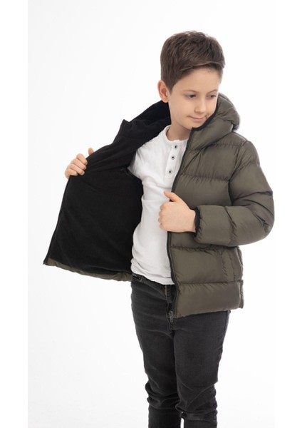 Spor Erkek Çocuk Polarlı Kapüşonlu Su Geçirmez Rüzgara Dayanıklı Cepli Mont fırsatları