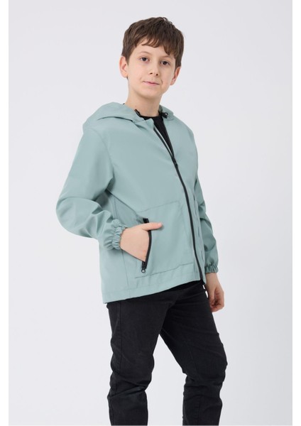 Spor Erkek Çocuk Mürdüm Içi Astarlı Su ve Rüzgar Geçirmez Kapüşonlu Çift Fermuarlı Cepli Yağmurluk fiyatları