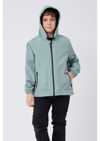 Spor Erkek Çocuk Mürdüm Içi Astarlı Su ve Rüzgar Geçirmez Kapüşonlu Çift Fermuarlı Cepli Yağmurluk modelleri