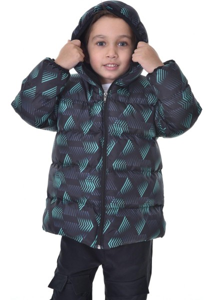 Spor Erkek Çocuk Dijital Desen Polar Su ve Rüzgar Geçirmez Kapüşonlu Mont indirimleri