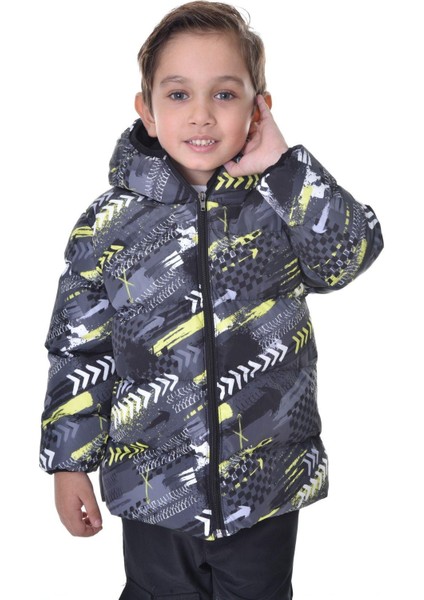 Spor Erkek Çocuk Dijital Desen Polar Su ve Rüzgar Geçirmez Kapüşonlu Mont fırsatları