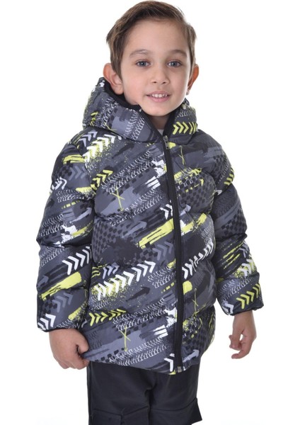 Spor Erkek Çocuk Dijital Desen Polar Su ve Rüzgar Geçirmez Kapüşonlu Mont indirimleri