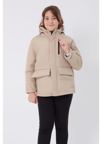 Spor Kız Spor Çocuk Kürklü Su ve Rüzgar Geçirmez Kapüşonlu 3 Cep Mont & Kaban & Parka fiyatları