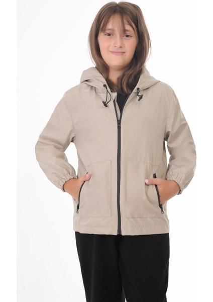 Spor Kız Çocuk Içi Astarlı Su ve Rüzgar Geçirmez Kapüşonlu Çift Fermuarlı Cepli Yağmurluk modelleri