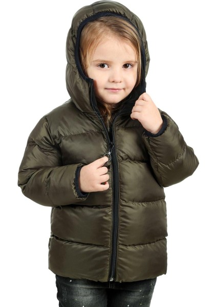Spor Kız Spor Çocuk Polarlı Kapüşonlu Su Geçirmez Rüzgara Dayanıklı Mont & Kaban