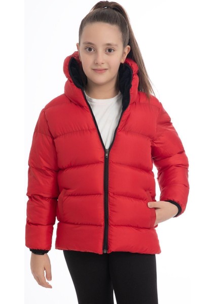 Spor Kız Çocuk Polarlı Kapüşonlu Su Geçirmez Rüzgara Dayanıklı Cepli Mont fiyatları