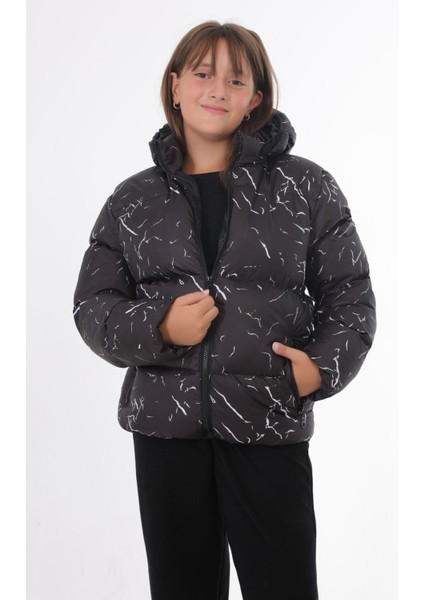 Spor Kız Spor Çocuk Çıkabilir Kapüşonlu Su ve Rüzgar Geçirmez Cepli Mont & Kaban & Parka