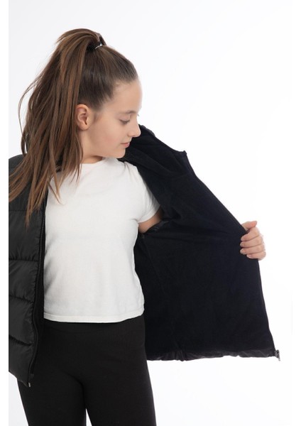 Spor Kız Çocuk Polarlı Kapüşonlu Su Geçirmez Rüzgara Dayanıklı Cepli Mont modelleri