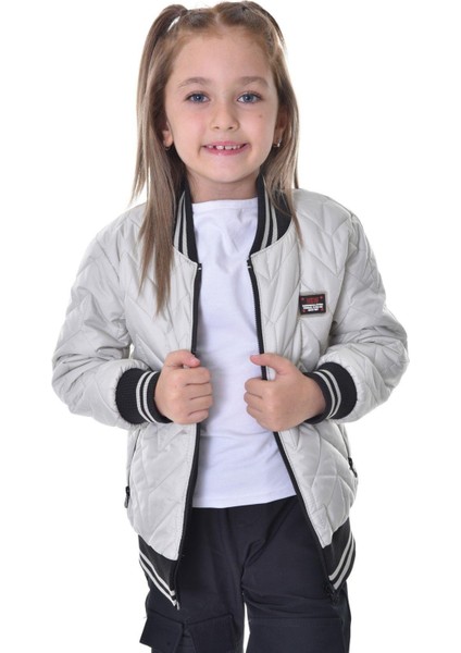 Spor Kız Spor Çocuk Kolej Yaka Astarlı Su ve Rüzgar Geçirmez Fermuarlı Cep Mont Ceket