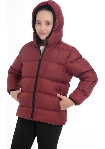 Spor Kız Spor Çocuk Polarlı Kapüşonlu Su Geçirmez Rüzgara Dayanıklı Cepli Mont