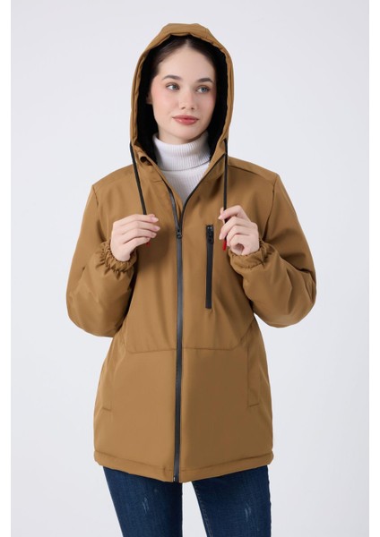 Spor Kadın Kürklü Su ve Rüzgar Geçirmez Kapüşonlu Mont & Kaban & Parka