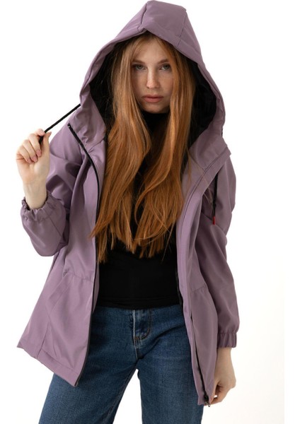 Spor Kadın Astarlı Su Geçirmez ve Rüzgara Dayanıklı Kapüşonlu Cepli Yağmurluk - Rüzgarlık modelleri