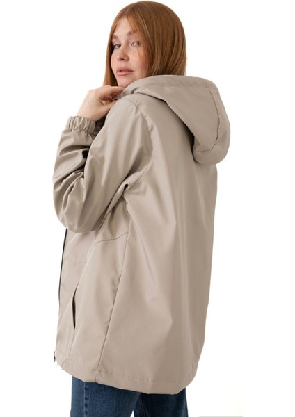 Spor Kadın Astarlı Su Geçirmez ve Rüzgara Dayanıklı Kapüşonlu Cepli Yağmurluk - Rüzgarlık fırsatları
