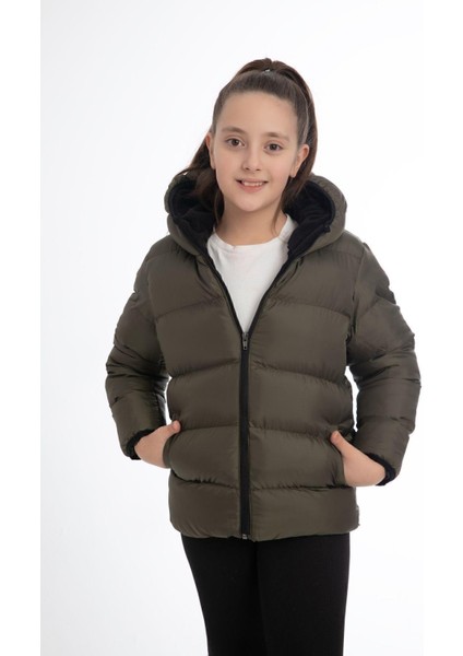 Spor Kız Spor Çocuk Polarlı Kürklü Kapüşonlu Su Geçirmez Rüzgara Dayanıklı Cepli Mont fiyatları