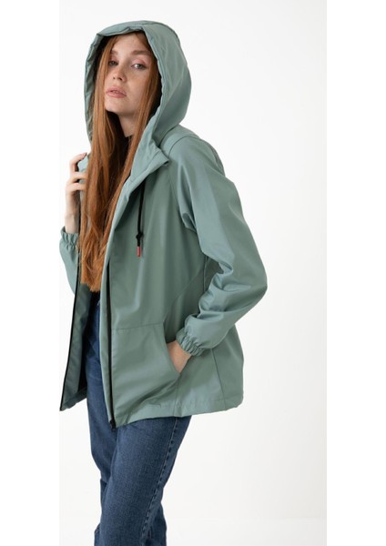 Spor Kadın Astarlı Su Geçirmez ve Rüzgara Dayanıklı Kapüşonlu Cepli Yağmurluk - Rüzgarlık modelleri
