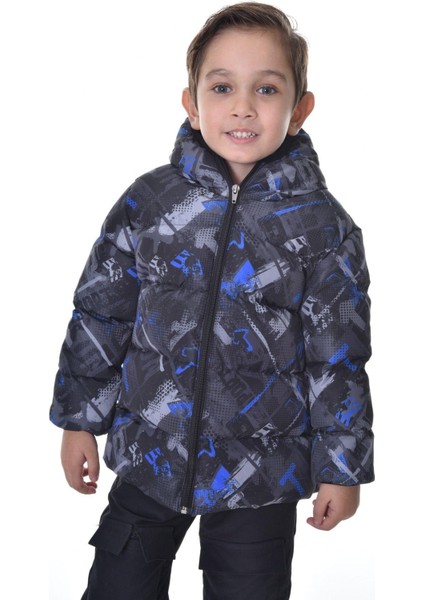 Spor Erkek Çocuk Dijital Desen Polar Su ve Rüzgar Geçirmez Kapüşonlu Mont fiyatları