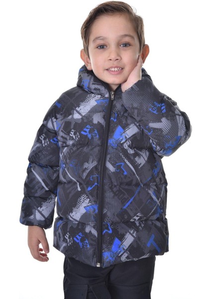 Spor Erkek Çocuk Dijital Desen Polar Su ve Rüzgar Geçirmez Kapüşonlu Mont indirimleri