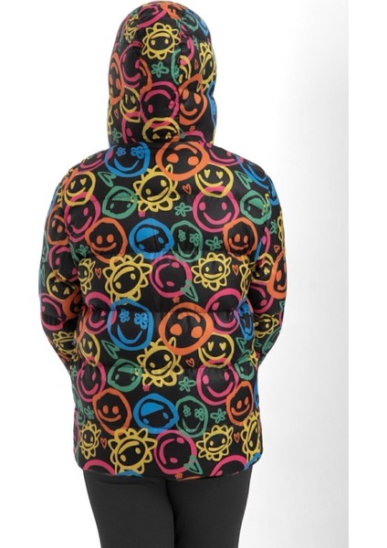 Spor Kız Çocuk Gülen Emoji Polarlı Kürklü Su Ve Rüzgar Geçirmez Kapüşonlu Cepli Mont fırsatları