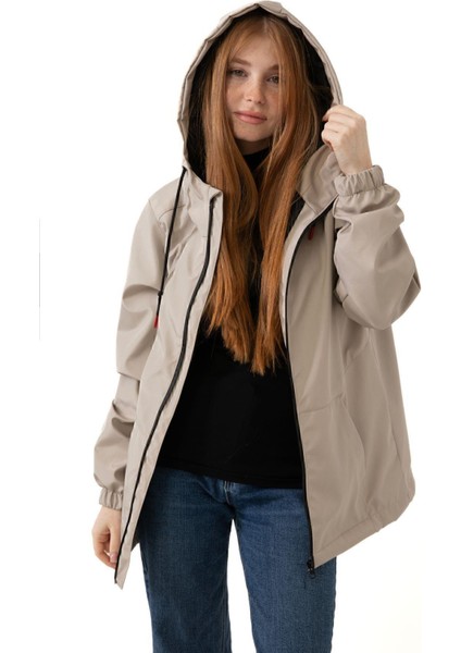 Spor Kadın Astarlı Su Geçirmez ve Rüzgara Dayanıklı Kapüşonlu Cepli Yağmurluk - Rüzgarlık modelleri