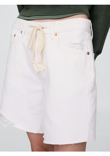 Kadın Beyaz 8" Mid Rise '90S Loose Denim Bermuda Şort fiyatları