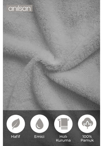 10'lu Gri El Havlusu - 50x90 Cm, 225 Gr, %100 Pamuk, Spa Ve Otel Havlusu, Günlük Kullanıma Uygun fırsatları