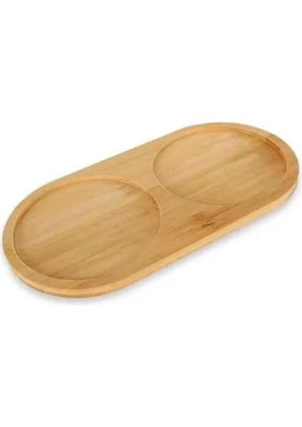 Bambu 2 Bölmeli Oval Altlık, Yağdanlık Standı, Sosluk Standı, Sabunluk Standı