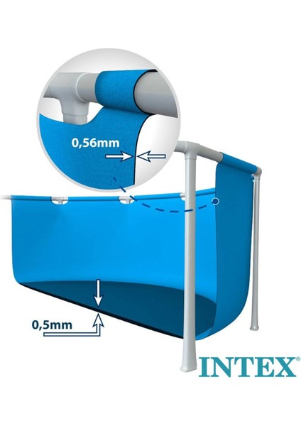 Intex dikdörtgen pvc prefabrik büyük aile havuzu 300x200x75cm