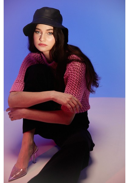 Pembe Bisiklet Yaka Ajurlu Kazak SS23K4705PE indirimleri