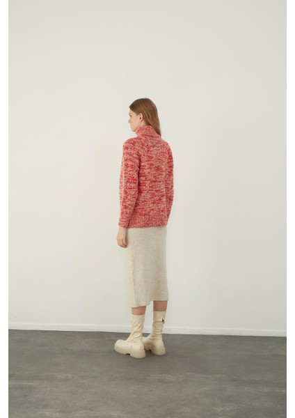 Kırmızı Kırçıllı Dokulu Balıkçı Yaka Basic Triko Kazak fırsatları