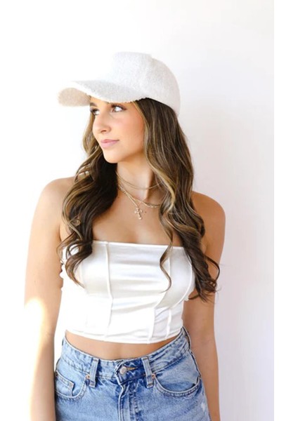 Kadın Kışlık Beyaz Peluş Şapka Kep Trendy Baseball Cap fiyatları