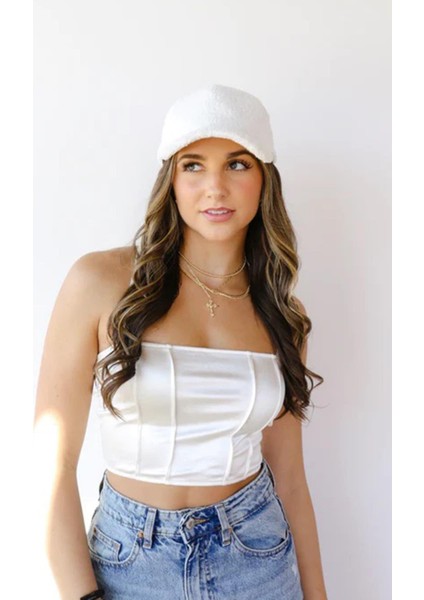 Kadın Kışlık Beyaz Peluş Şapka Kep Trendy Baseball Cap modelleri