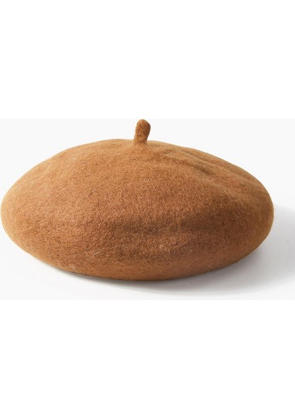 Camel Parisienne Bere Premium Gerçek Yün Şapka