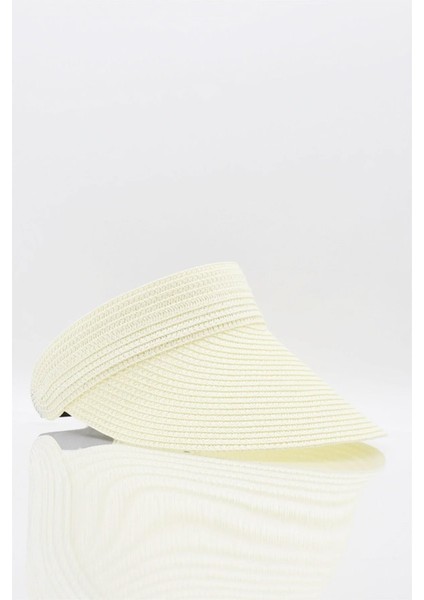 Kadın Geniş Siperli Vizör Hasır Plaj Şapkası Bej fiyatları