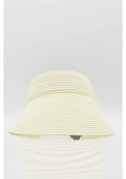 Kadın Geniş Siperli Vizör Hasır Plaj Şapkası Bej fırsatları