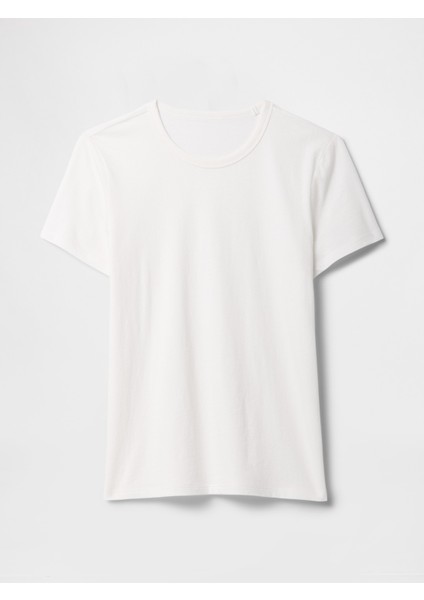 Kadın Beyaz Bisiklet Yaka T-Shirt
