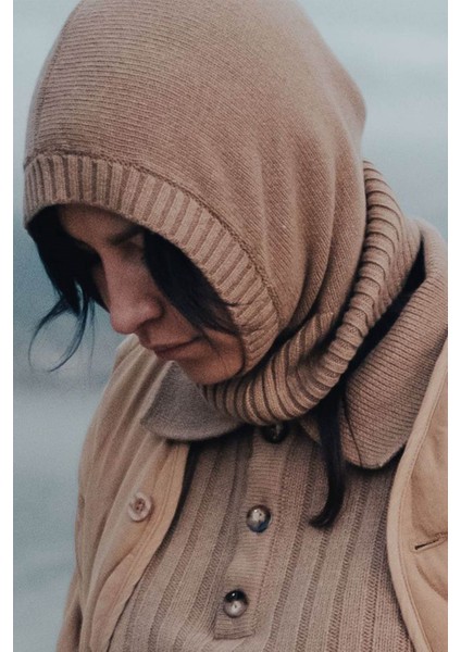 Balaclava Kadın Triko Kar Maskesi Bere Boyunluk
